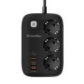 ColorWay Фільтр живлення ColorWay CW-CHE34PDB GaN3 Pro PD 65W (2USB-A + 2 TYPE-C) 3 розетки, 4 USB, 2 м, чорний