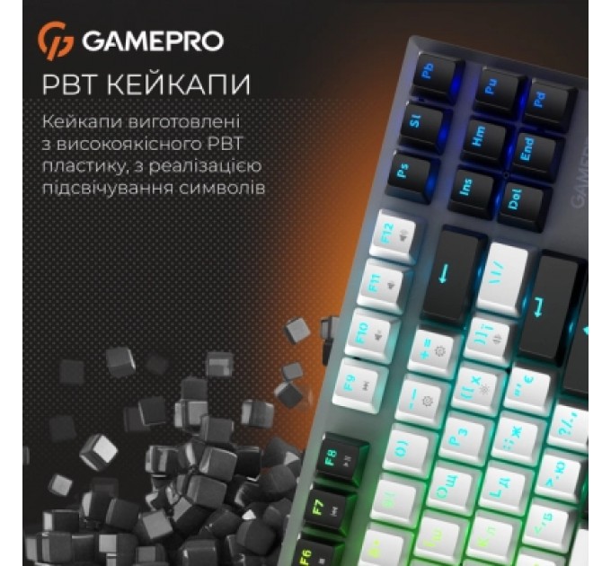GamePro Клавіатура GamePro Genesis Joker Pro MK124G Pro Outemu Red Switch Wireless/Bluetooth/USB UA Gray (MK124G Pro)