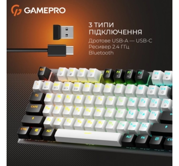 GamePro Клавіатура GamePro Genesis Joker Pro MK124G Pro Outemu Red Switch Wireless/Bluetooth/USB UA Gray (MK124G Pro)