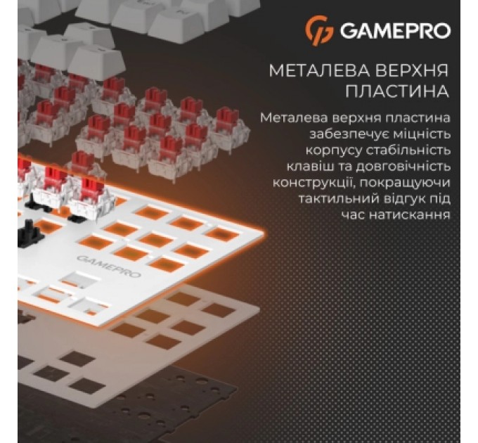 GamePro Клавіатура GamePro Genesis Joker MK124W Outemu Red Switch USB UA White (MK124W)