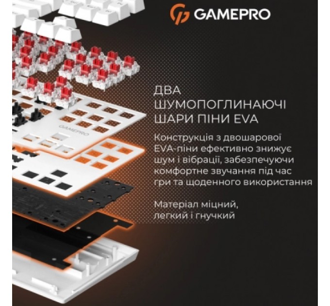GamePro Клавіатура GamePro Genesis Joker MK124W Outemu Red Switch USB UA White (MK124W)