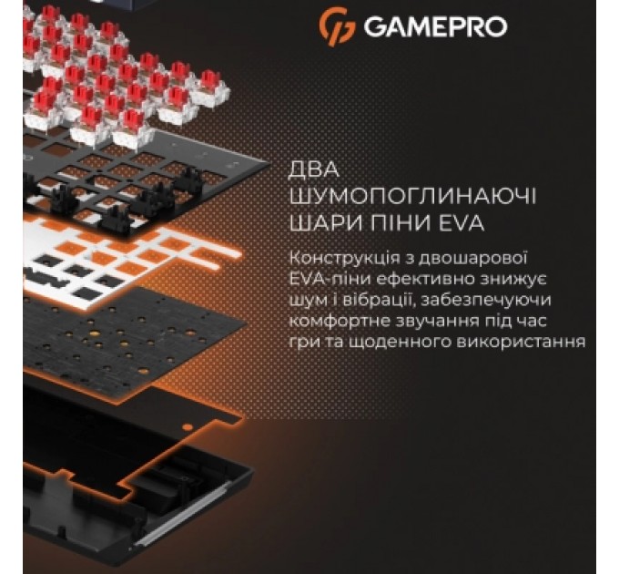 GamePro Клавіатура GamePro Genesis Metallic MK144B Outemu Red Switch USB UA Black (MK144B)