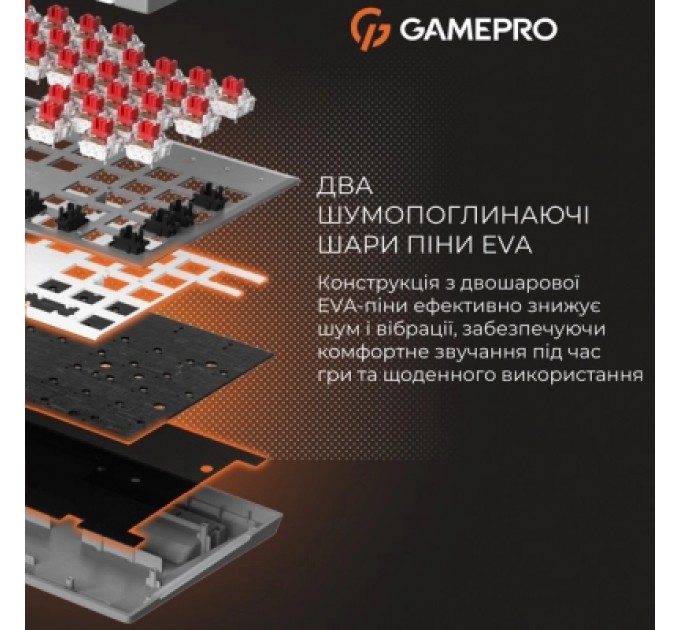 GamePro Клавіатура GamePro Genesis Metallic MK144G Outemu Red Switch USB UA Gray (MK144G)