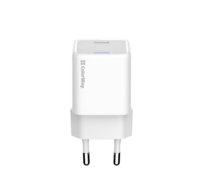 ColorWay Мережевий зарядний пристрій ColorWay GaN Mini 25W PD Port PPS USB-C White (CW-CHS052PD-WT)