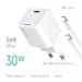 ColorWay Мережевий зарядний пристрій ColorWay GaN Mini 30W PD Port PPS USB-C White (CW-CHS054PDC-WT) + кабель USB Type-C