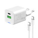 ColorWay Мережевий зарядний пристрій ColorWay GaN Mini 35W PD Port PPS USB (Type-C PD + USB QC4.0) White (CW-CHS055PDC-WT) + кабель USB Type-C
