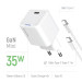 ColorWay Мережевий зарядний пристрій ColorWay GaN Mini 35W PD Port PPS USB-C White (CW-CHS056PDC-WT) + кабель USB Type-C
