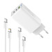 ColorWay Мережевий зарядний пристрій ColorWay GaN Mini 65W PD Port PPS USB (USB-2C1A) White (CW-CHS058PDCL-WT) + кабель Type-C&Lightning