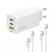 ColorWay Мережевий зарядний пристрій ColorWay GaN Mini 65W PD Port PPS USB (USB-2C1A) White (CW-CHS058PDCL-WT) + кабель Type-C&Lightning