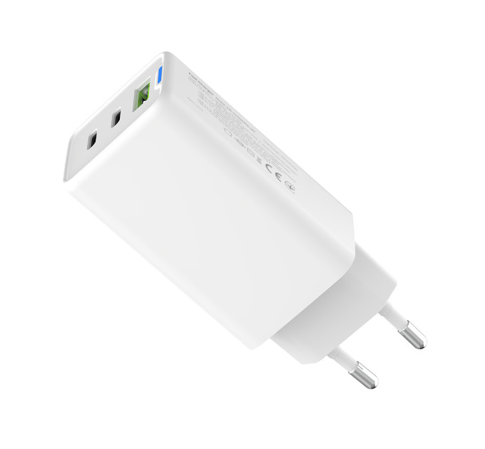 ColorWay Мережевий зарядний пристрій ColorWay GaN Mini 65W PD Port PPS USB (USB-2C1A) White (CW-CHS058PD-WT)