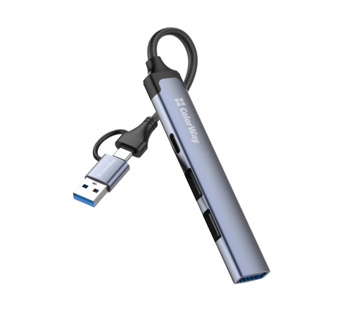ColorWay Концентратор СolorWay USB-A/USB-C 4-в-1 USB2.0х2/USB3.0/USB-C2.0 (CW-HUB06)