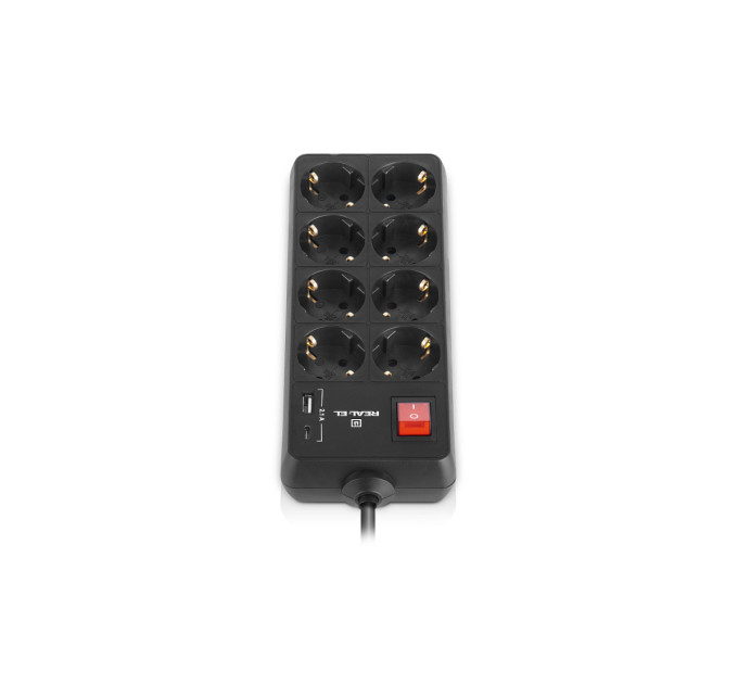 REAL-EL Фільтр живлення REAL-EL RS-Protect 805 1.8м Black (EL122300042)