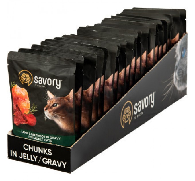 Вологий корм для кішок Savory ягня з буряком у соусі 85 гх22 шт (2700000029367)