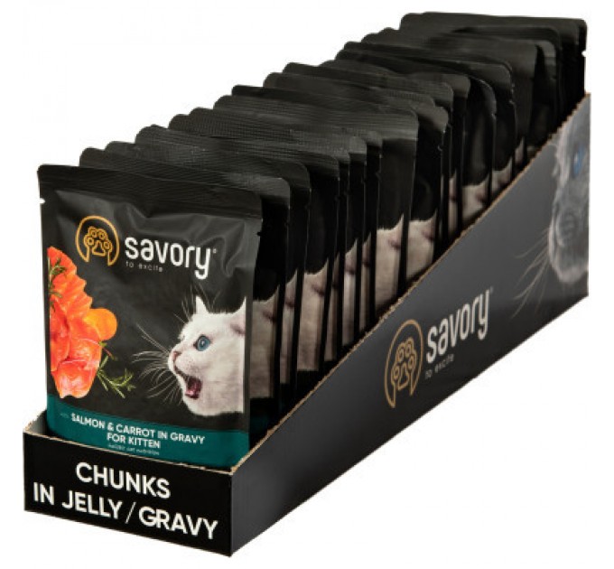 Вологий корм для кішок Savory лосось з морквою в соусі 85 гх22 шт (2700000029312)