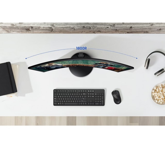 Samsung Монiтор Samsung 24" Essential S3 LS24D360 (LS24D360GAIXUA) VA Black Curved 100Hz