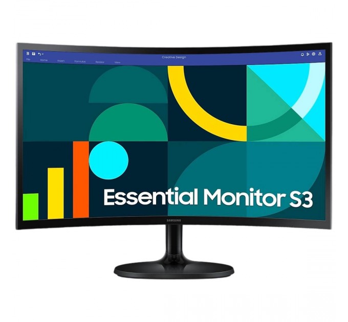 Samsung Монiтор Samsung 24" Essential S3 LS24D360 (LS24D360GAIXUA) VA Black Curved 100Hz