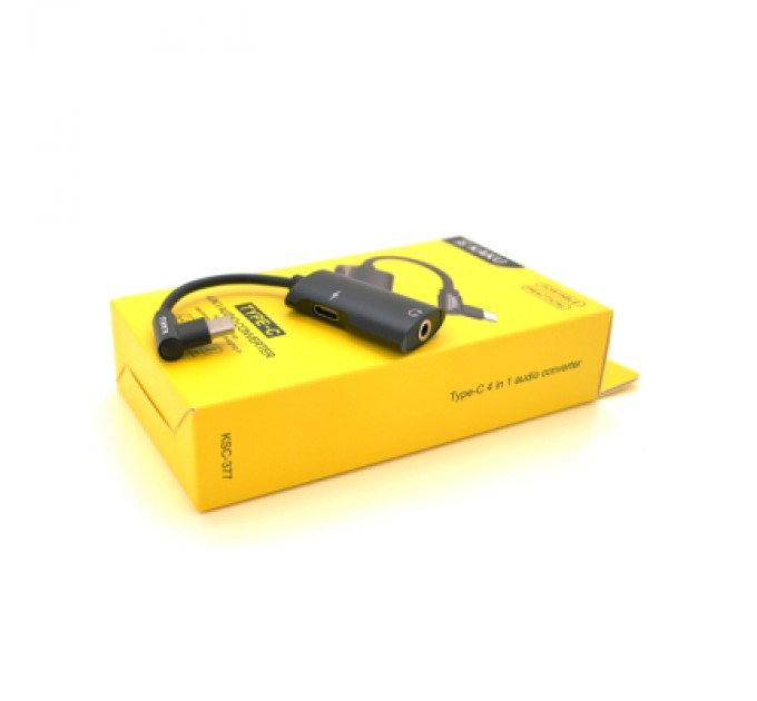 iKAKU Перехідник USB-C 4-in-1 Audio Adapter USB-C + 3.5mm black iKAKU (KSC-377-TC)