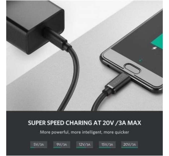 Ugreen Дата кабель USB-C to USB-C 1.0m US286 3A Black Ugreen (50997)