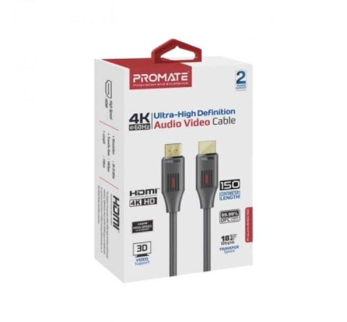 Promate Кабель мультимедійний HDMI to HDMI 1.5m v2.0 black Promate (prolink4k60-150)