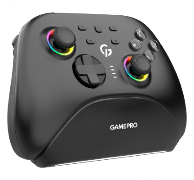 GamePro Геймпад GamePro із зарядною станцією BT 5.3/USB/2.4 ГГц (Switch/PC/iOS/Android) RGB Black (GPX13BDOC)