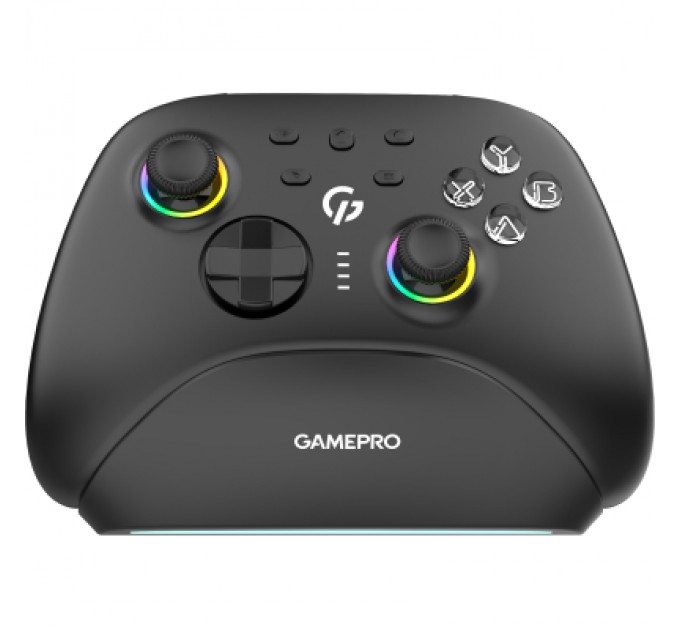 GamePro Геймпад GamePro із зарядною станцією BT 5.3/USB/2.4 ГГц (Switch/PC/iOS/Android) RGB Black (GPX13BDOC)