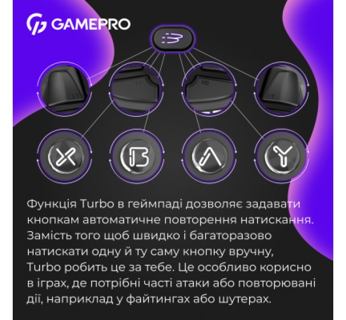 GamePro Геймпад GamePro із зарядною станцією BT 5.3/USB/2.4 ГГц (Switch/PC/iOS/Android) RGB Black (GPX13BDOC)