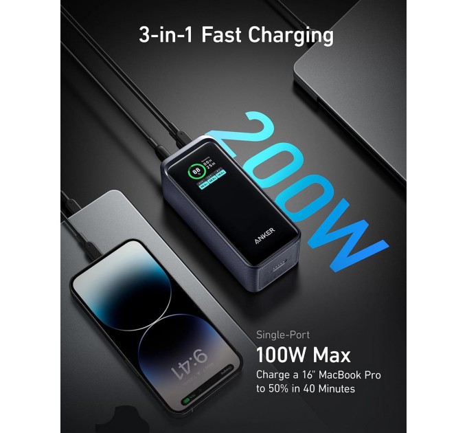 Anker Універсальна мобільна батарея Anker Prime 20000mAh 200W Black (A1336011)