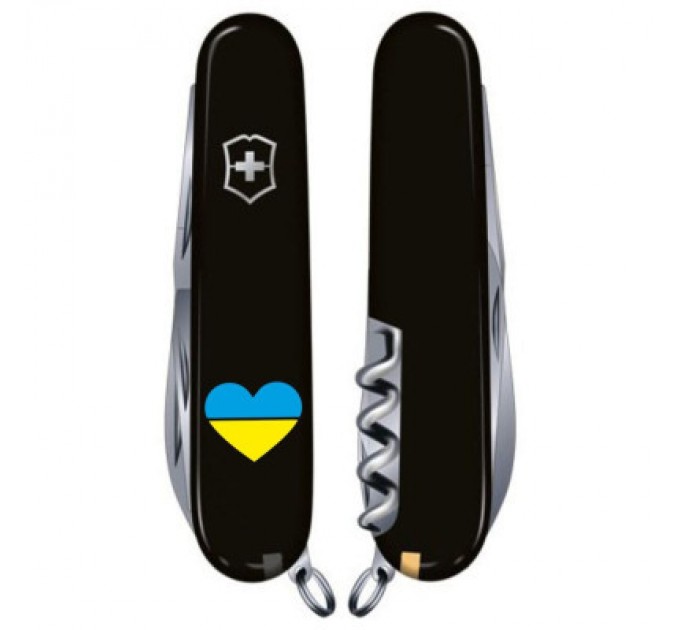 Victorinox Ніж Victorinox Huntsman Ukraine 91 мм Чорний Серце синьо-жовте (1.3713.3_T1090u)
