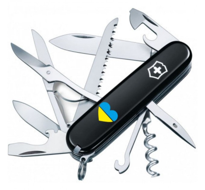 Victorinox Ніж Victorinox Huntsman Ukraine 91 мм Чорний Серце синьо-жовте (1.3713.3_T1090u)