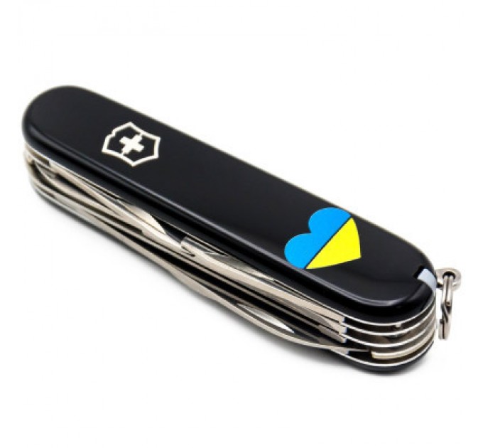 Victorinox Ніж Victorinox Huntsman Ukraine 91 мм Чорний Серце синьо-жовте (1.3713.3_T1090u)