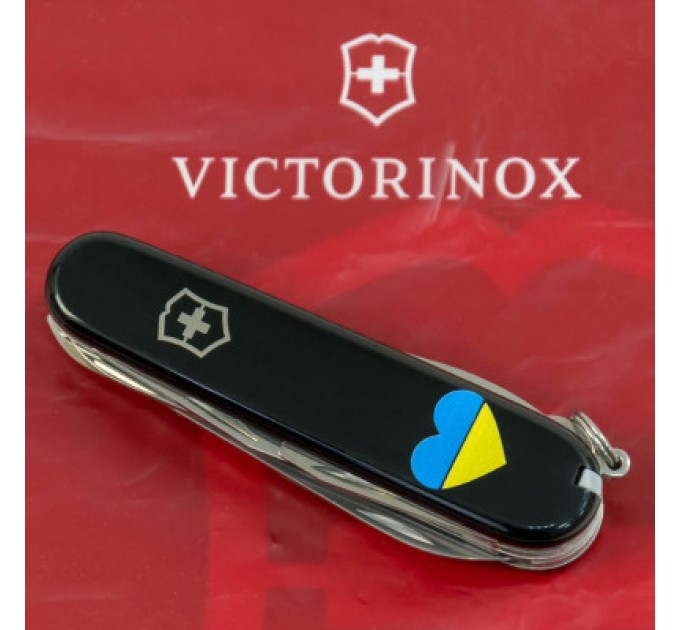 Victorinox Ніж Victorinox Huntsman Ukraine 91 мм Чорний Серце синьо-жовте (1.3713.3_T1090u)