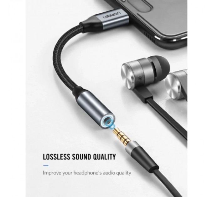 Ugreen Перехідник USB-C to 3.5mm F 0.10m AV142 (Gray) Ugreen (30632)