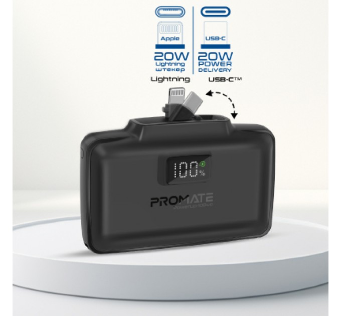 Promate Батарея універсальна Promate 10000mAh PD/20W (powerup-10duo.black)