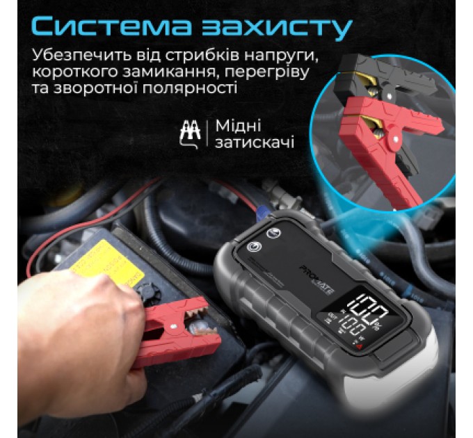 Promate Пуско зарядний пристрій Promate 20000mAh PD/45W, QC3.0, 2000A, Flashlight (sparktank-20)