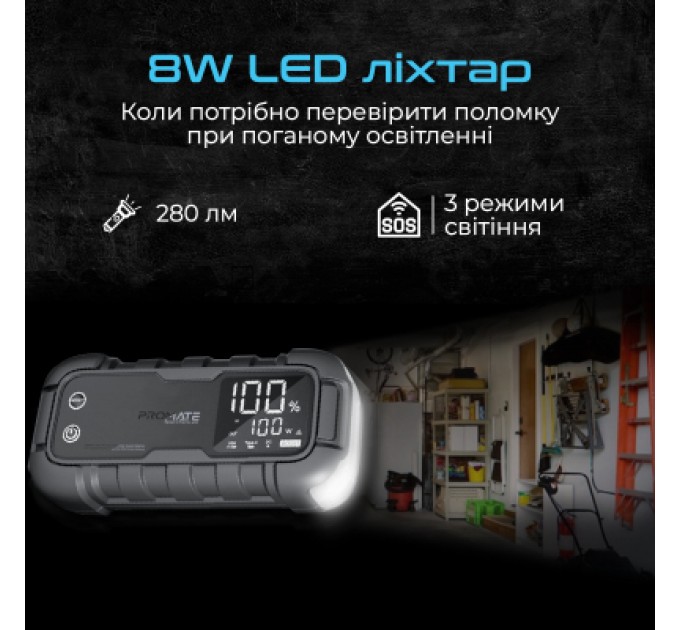 Promate Пуско зарядний пристрій Promate 20000mAh PD/45W, QC3.0, 2000A, Flashlight (sparktank-20)