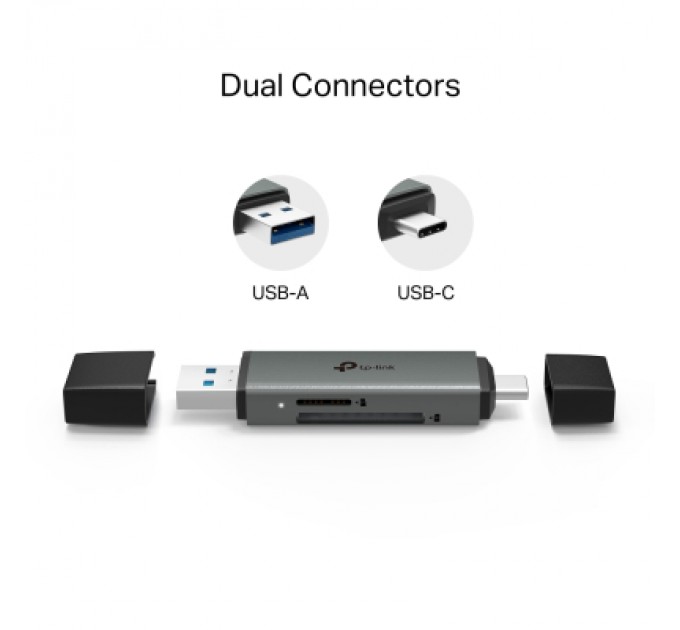 TP-Link Зчитувач флеш-карт TP-Link USB-C + USB 2.0 SD + TF silver (UA430D)