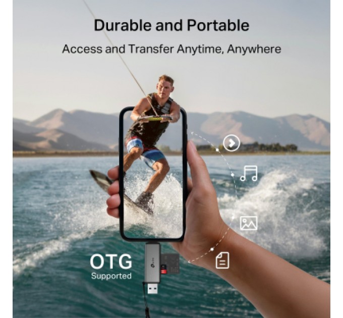 TP-Link Зчитувач флеш-карт TP-Link USB-C + USB 2.0 SD + TF silver (UA430D)