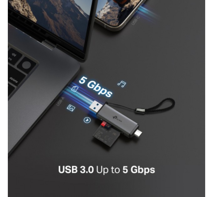 TP-Link Зчитувач флеш-карт TP-Link USB-C + USB 2.0 SD + TF silver (UA430D)
