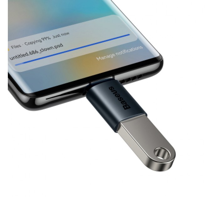 Baseus Перехідник OTG USB 3.1 AF to USB-C blue Baseus (ZJJQ000003)