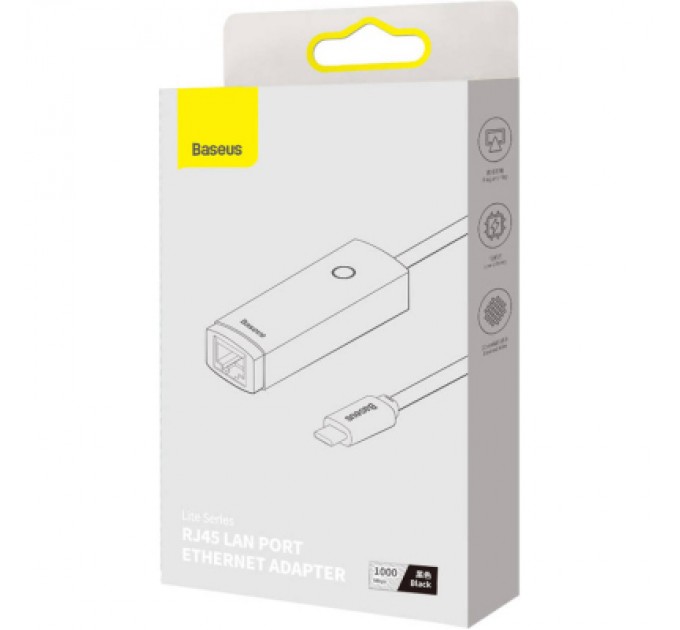 Baseus Перехідник USB-C to RJ45 Ethernet 1000Mbps black Baseus (WKQX000301)