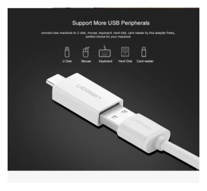 Ugreen Перехідник OTG USB 3.0 AF to USB-C US173 White Ugreen (30155)