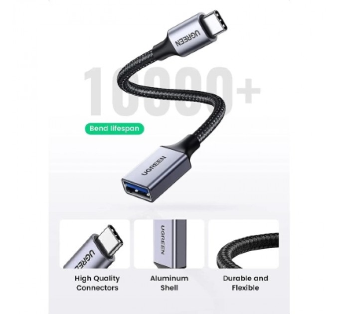 Ugreen Перехідник OTG USB 3.0 AF to USB-C 0.1m US378 black Ugreen (70889)