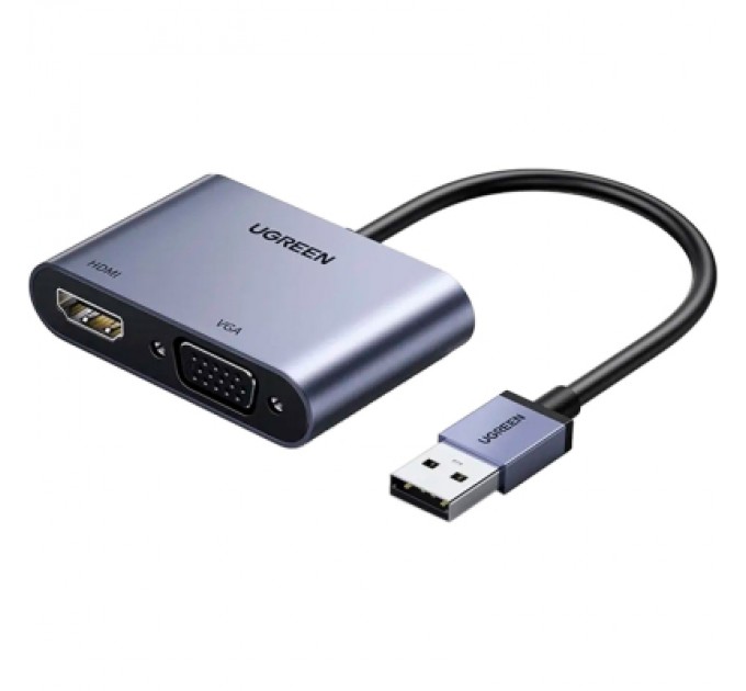 Ugreen Перехідник USB 3.0 to HDMI + VGA CM449 gray Ugreen (20518)