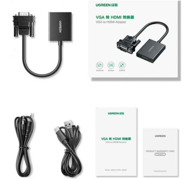 Ugreen Перехідник VGA M to HDMI F CM513 black Ugreen (50945)