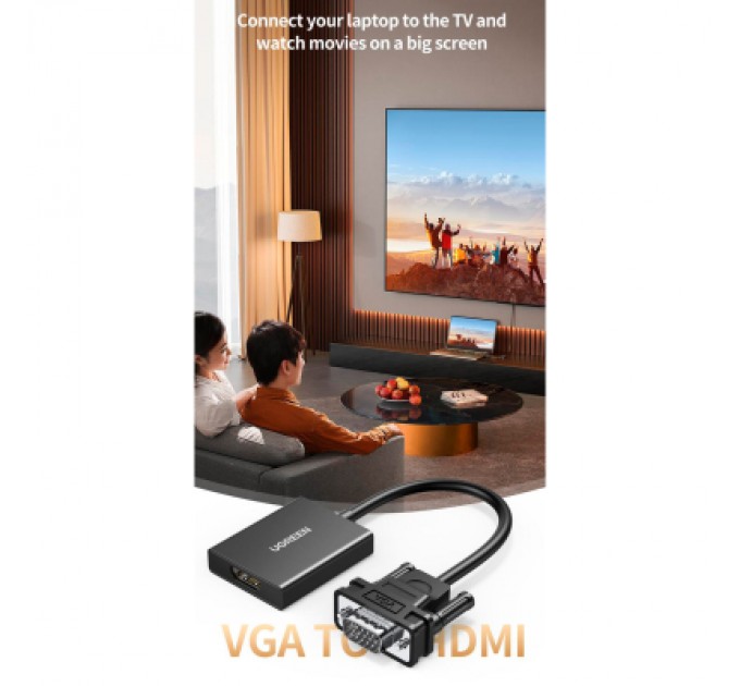Ugreen Перехідник VGA M to HDMI F CM513 black Ugreen (50945)