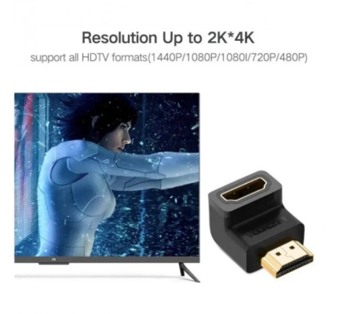 Ugreen Перехідник HDMI M to HDMI F 90° corner Down HD112 black Ugreen (20109)