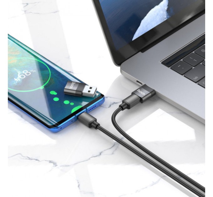 HOCO Перехідник UA17 USB M to USB-C F USB2.0 Black HOCO (6931474762009)
