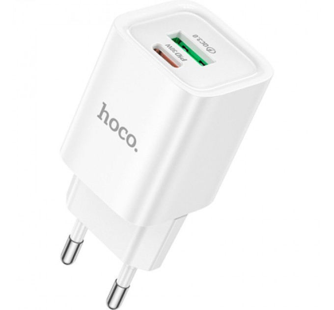 HOCO Зарядний пристрій HOCO C149A Charm 1xUSB-C PD30W + 1xUSB QC3.0 White (6942007630337)