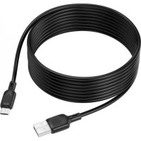 Дата кабель USB 2.0 AM to Micro 5P 3.0m Lenny silicone BX113 black BOROFONE (6941991115547)