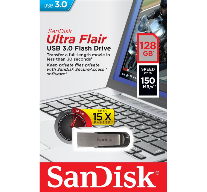 SanDisk USB флеш накопичувач SanDisk 128GB Flair USB 3.0 (SDCZ73-128G-G46)